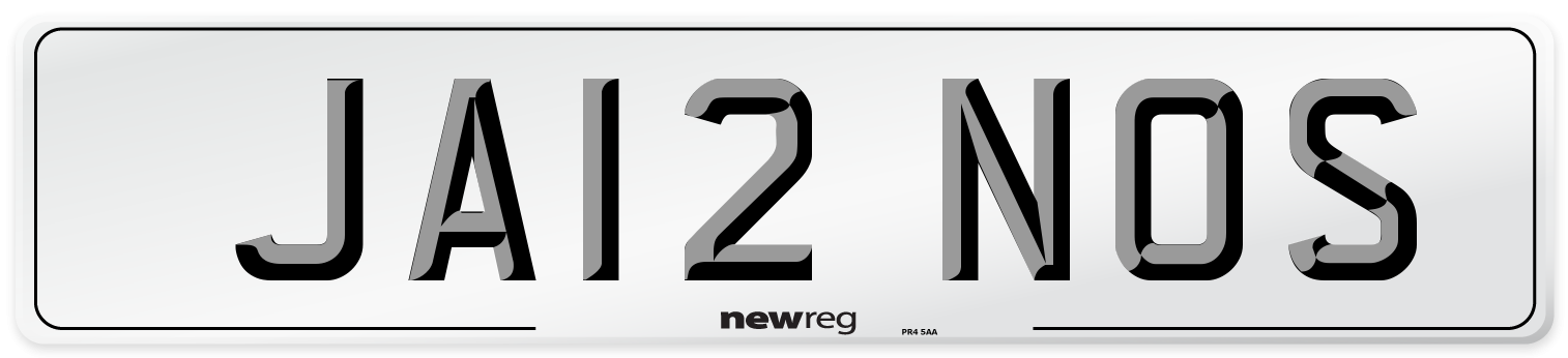 JA12 NOS Number Plate from New Reg